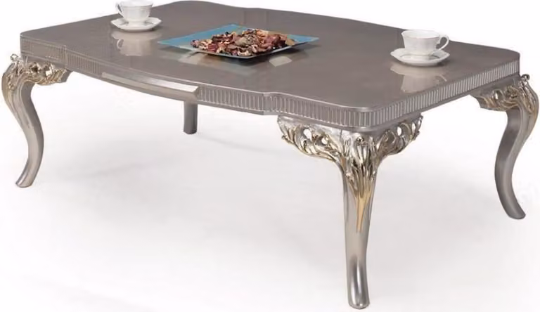 Casa Padrino tavolino barocco argento/oro 120 x 86 x h. 45 cm - Magnifico tavolo da salotto in stile barocco - Mobili barocchi
