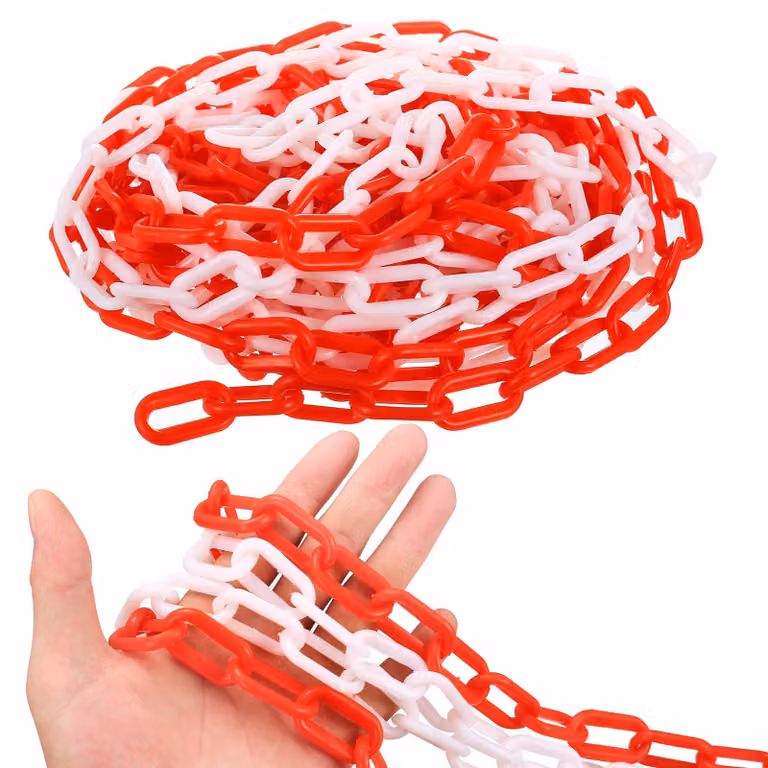 Catena di delimitazione, rosso e bianco, 11 metri x 6 mm, in plastica, per parcheggi ed eventi