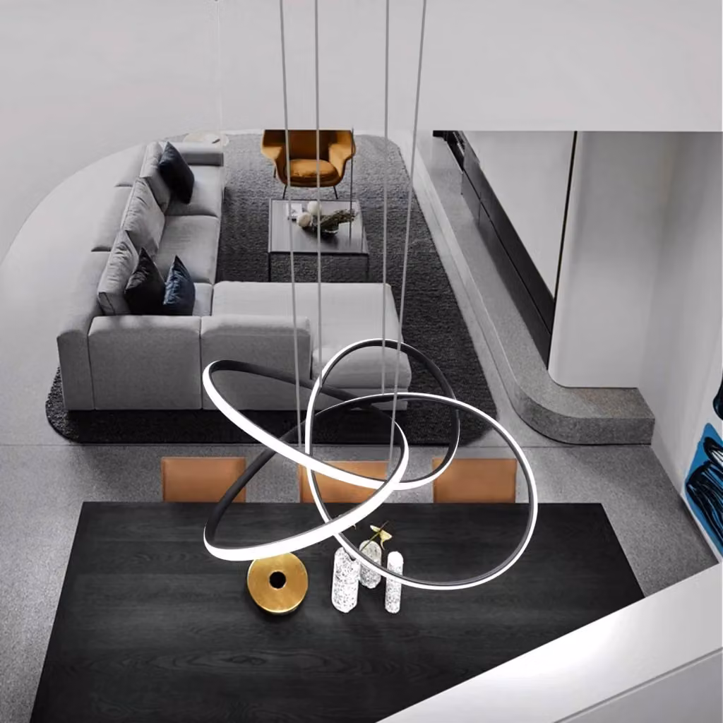 Lampada a sospensione LED ZMH con telecomando, dimmerabile e altezza regolabile, ideale per camera da letto, soggiorno o cucina, disponibile in bianco o nero – 2