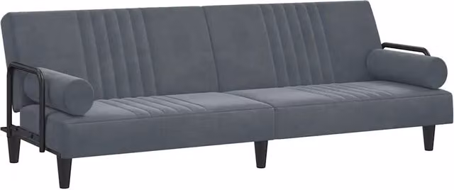 Divano letto | Sof¨¤ letto | Letto singolo con Braccioli Grigio Scuro in Velluto