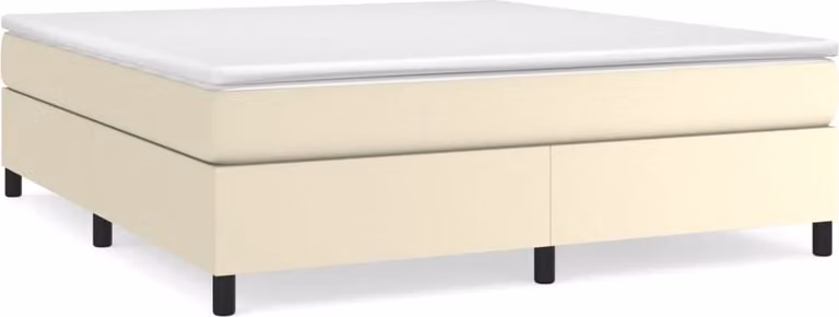 Giroletto a Molle con Materasso Crema 160x200 cm in Pelle finta