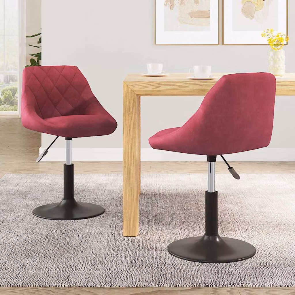Set di 2 sedie da pranzo girevoli vidaXL in velluto rosso moderno – 1