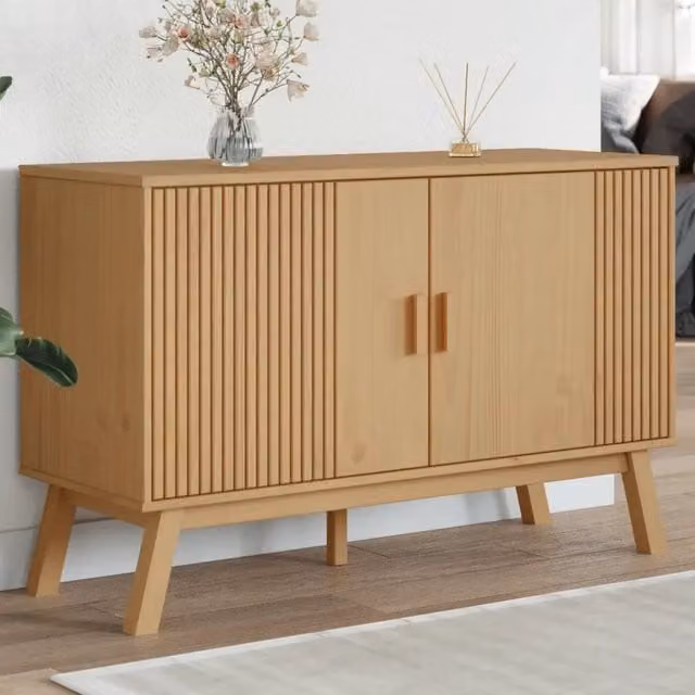 Credenza-Buffet-Armadio da cucina OLDEN Marrone 114x43x73,5 cm in Legno Massello di Pino 159816