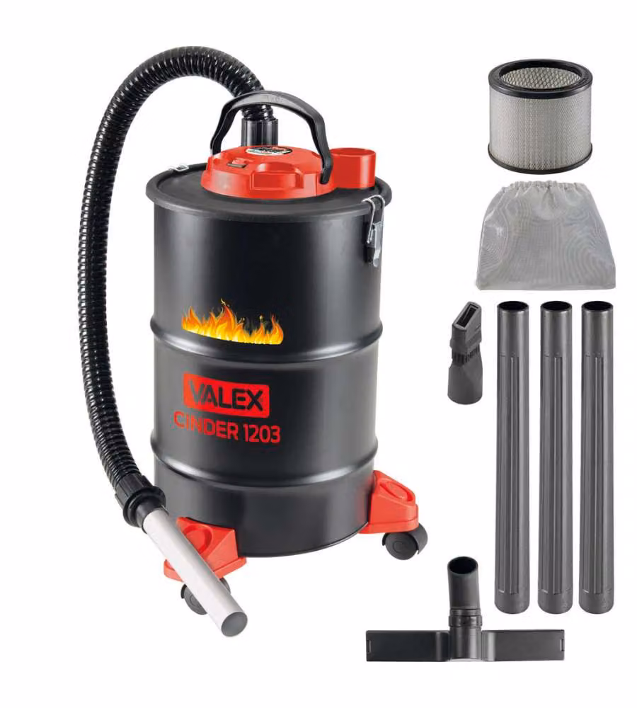 Aspiracenere Valex Nero con Filtro HEPA in Metallo e Alluminio da 20 Lt