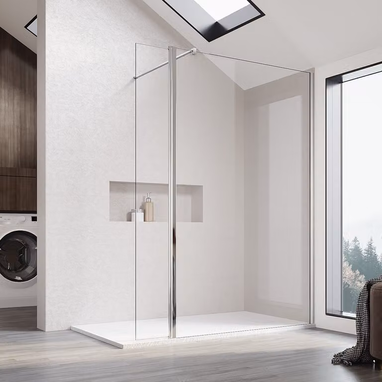 SONNI Walk-in shower 100cm con rivestimento nano 8mm Schermo doccia Walk-in Schermo doccia in vetro temperato di sicurezza con possibilità di regolazione, altezza 200cm con pannello laterale girevole di 30cm
