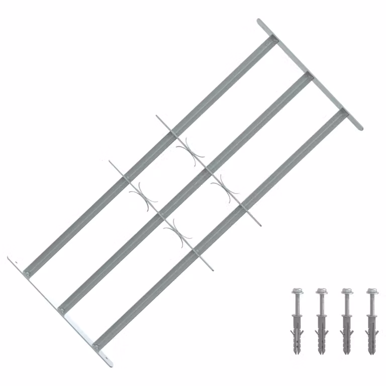 Set di 3 Griglie di Sicurezza per Finestra vidaXL in Acciaio Zincato, Colore Grigio/Argento