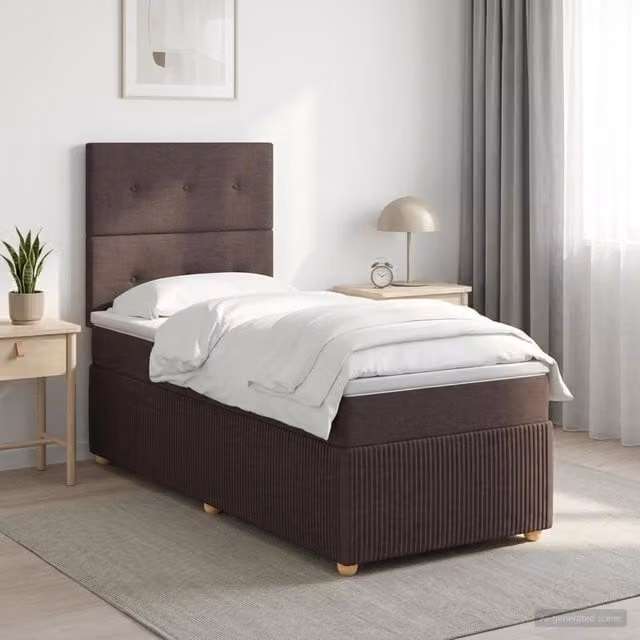 Letto box spring con materasso Marrone Scuro 80 x 200 cm 3454266