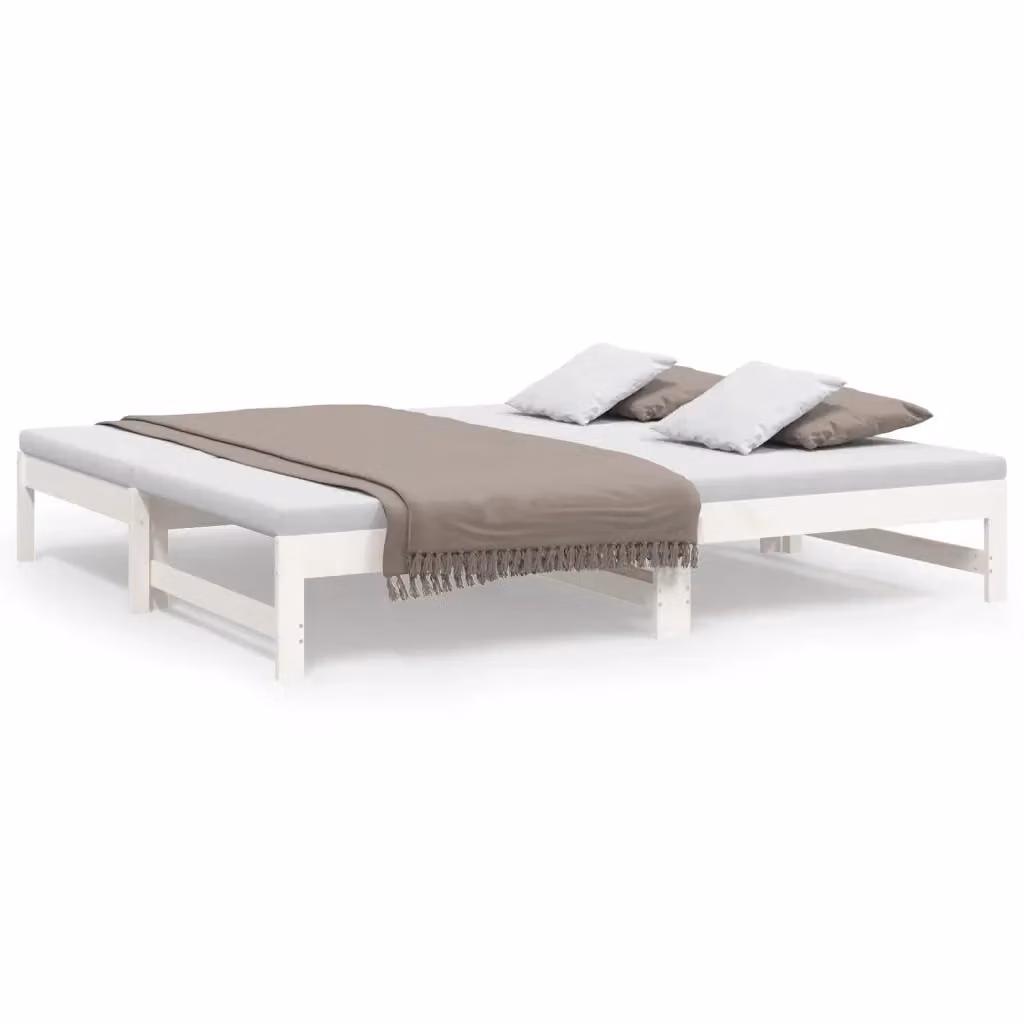 vidaXL Dormeuse Estraibile Bianca in Legno di Pino con Rivestimento in Tessuto L/P/H: 80 x 190 cm – 2