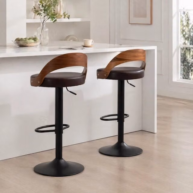 Set di 2 sgabelli da bar 42,5 x 42 x 77-98 cm marrone – girevoli 360°