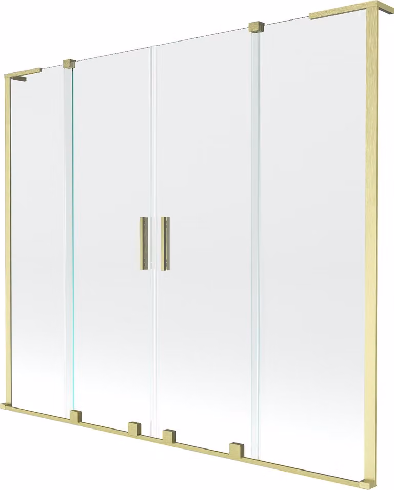 Mexen Velar L Duo paravento per vasca da bagno a 2 ante scorrevoli 180 x 150 cm, trasparente, oro spazzolato - 896-180-003-02-55