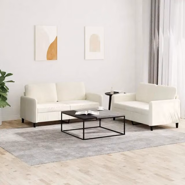 Set di 2 divani moderni vidaXL in velluto beige con cuscini inclusi per il tuo soggiorno