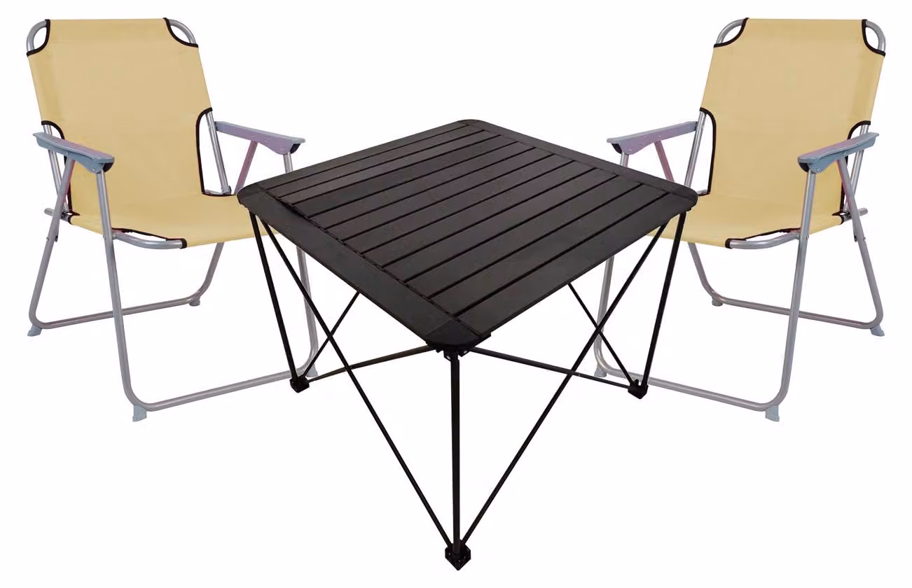 set di 3 mobili da campeggio Tavolo da campeggio Sedia da campeggio L70xL70xH56cm