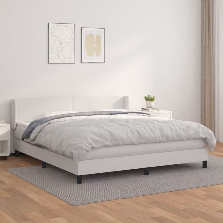 Maison Exclusive - Giroletto a Molle con Materasso Bianco 180x200 cm in Pelle finta