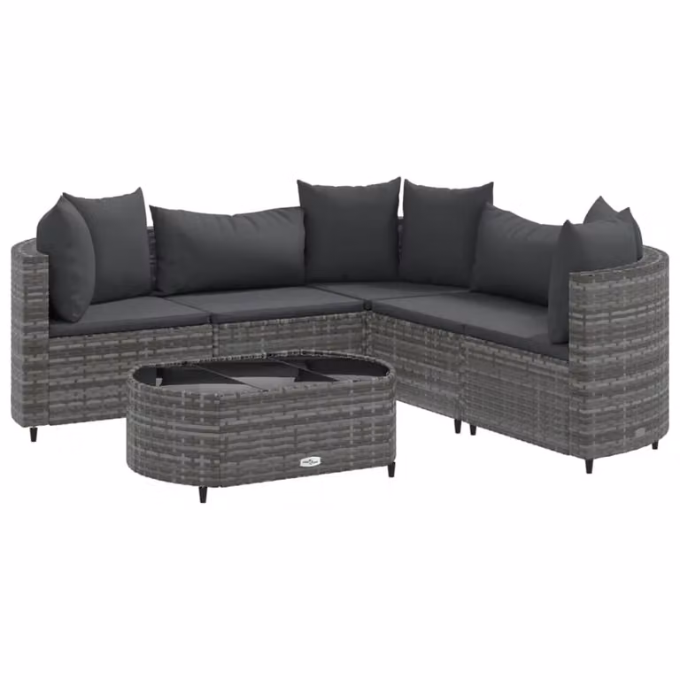 Set Divano da Giardino 6 pz con Cuscini Grigio in Polyrattan