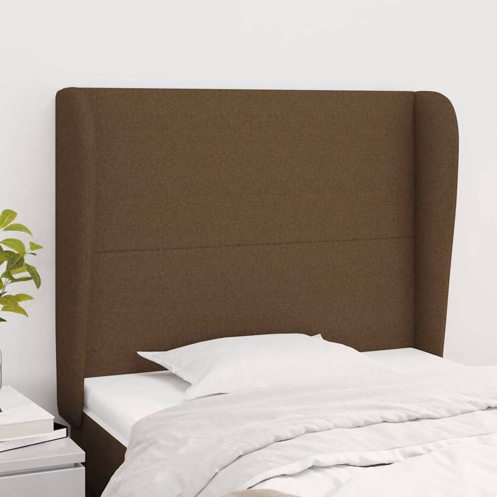 Testiera ad orecchio vidaXL in tessuto marrone scuro L: 93 cm, P: 23 cm, H: 118-128 cm