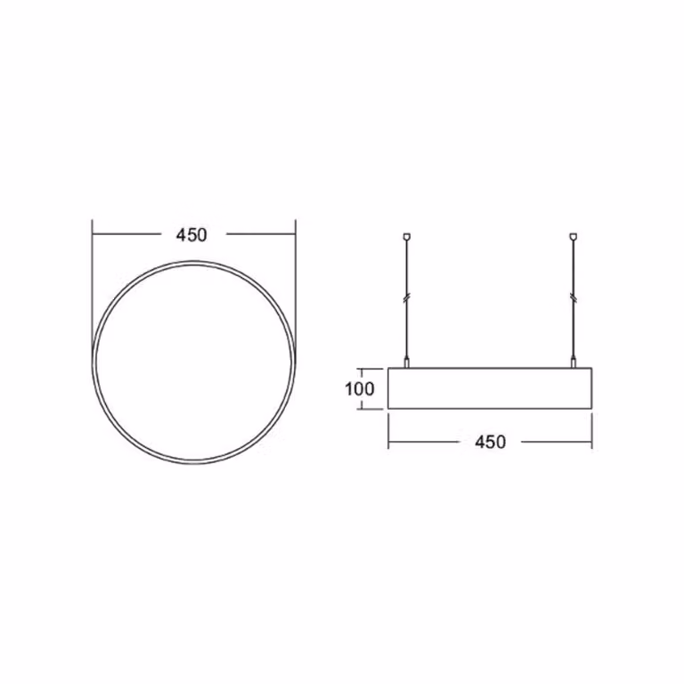 BRUMBERG Biro Circle diretto Ø 45 cm, on/off, nero, 3000 K, Nero, Studio / Ufficio, Alluminio, Moderno