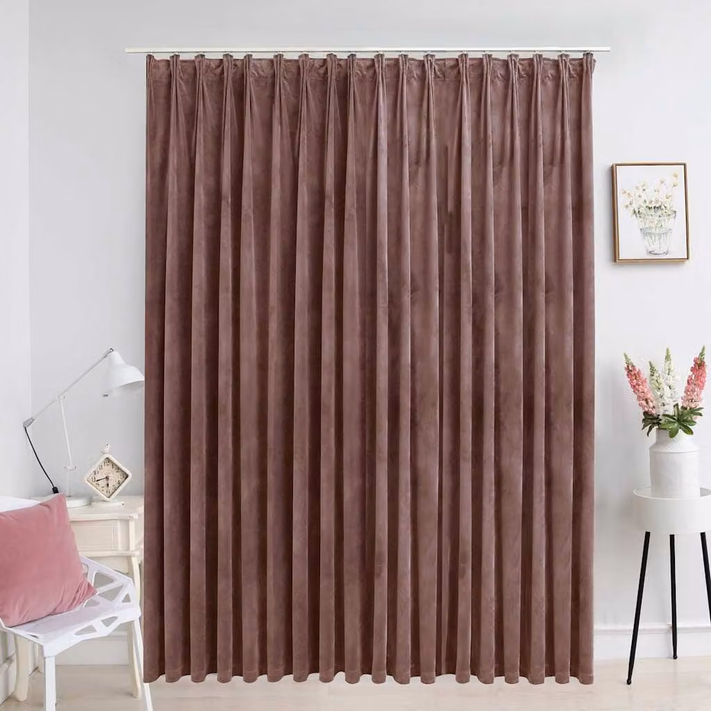 Tenda Oscurante vidaXL in Velluto Rosa, con Ganci, L: 290 cm, H: 245 cm