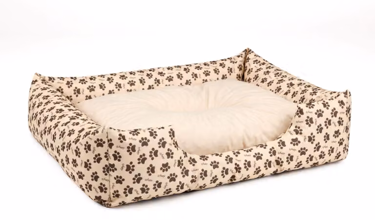 Letto per cani BedDog MIMI, divanetto per cani in Cordura, cuscino per cani in microfibra velour, MELANGE-DOG (beige/motivo), (L) ca. 80x65x18 cm