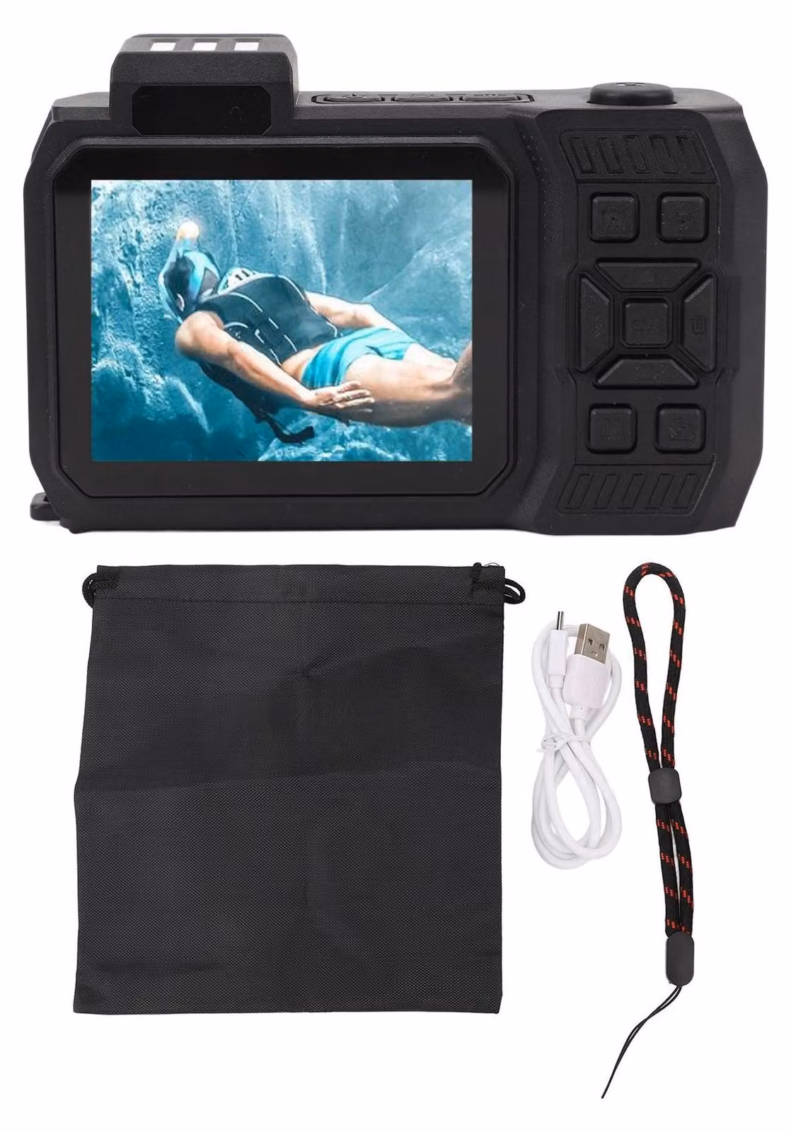 4K 65MP fotocamera subacquea autofocus 2,88 pollici 1,44in doppio schermo 2500mAh 33ft impermeabile digitale per lo snorkeling