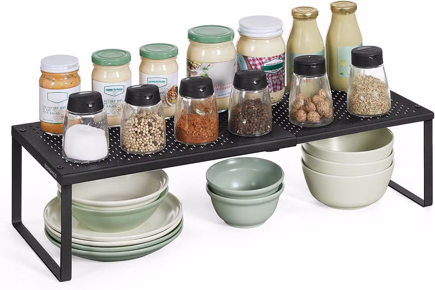 Ripiano estraibile per cucina - Organizer per armadi in acciaio - Larghezza regolabile da 15 a 60 cm