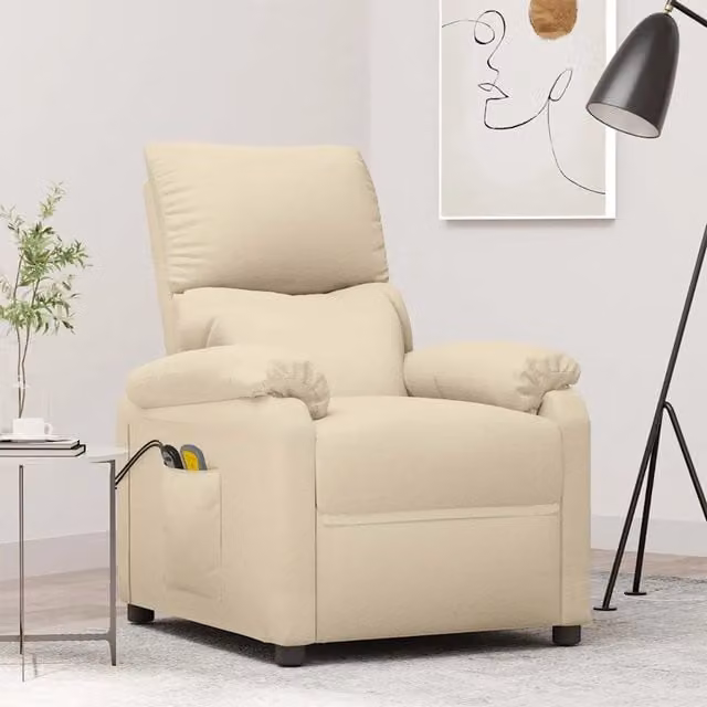 Divano Sedia-Poltrona Massaggiante Elettrica Crema in Tessuto 929014