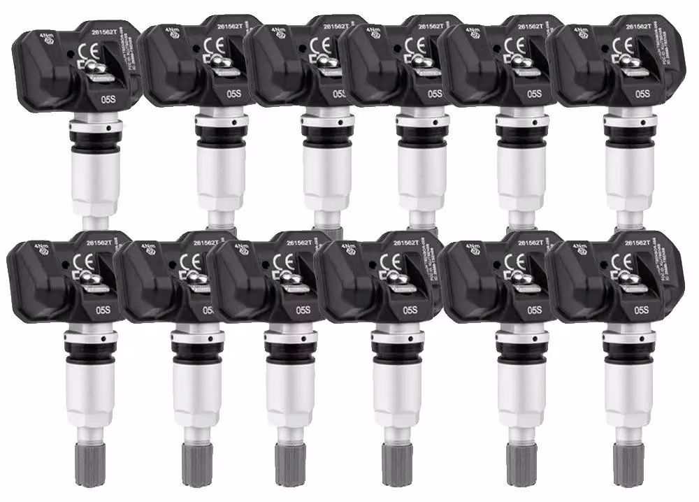 Sensore TPMS, compatibilità a doppia frequenza, valvola angolare regolabile, confezione da 12 pezzi in metallo