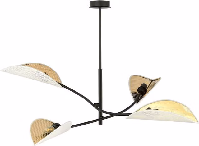 Plafoniera Emibig Lotus con 4 luci E14 in metallo bianco e oro, diametro 102 cm