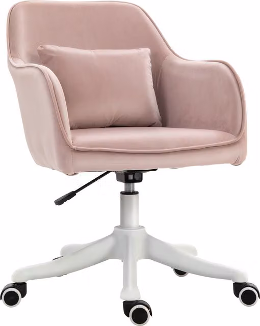 Sedia da ufficio massaggiante Vinsetto con cuscino e braccioli in tessuto, Rosa, L: 57 cm, P: 70 cm, H: 78-86 cm