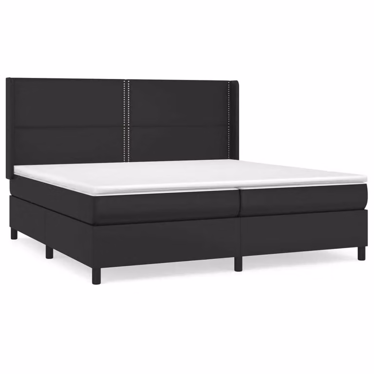 Giroletto a Molle con Materasso Nero 200x200 cm in Pelle finta