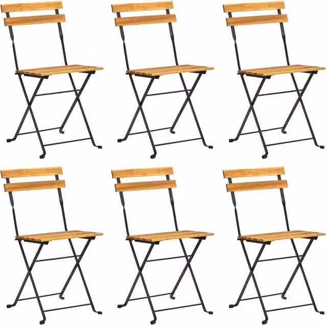 Sedie da Giardino Pieghevoli 6 pz | Sedie da Esterno in Acciaio e Massello Acacia