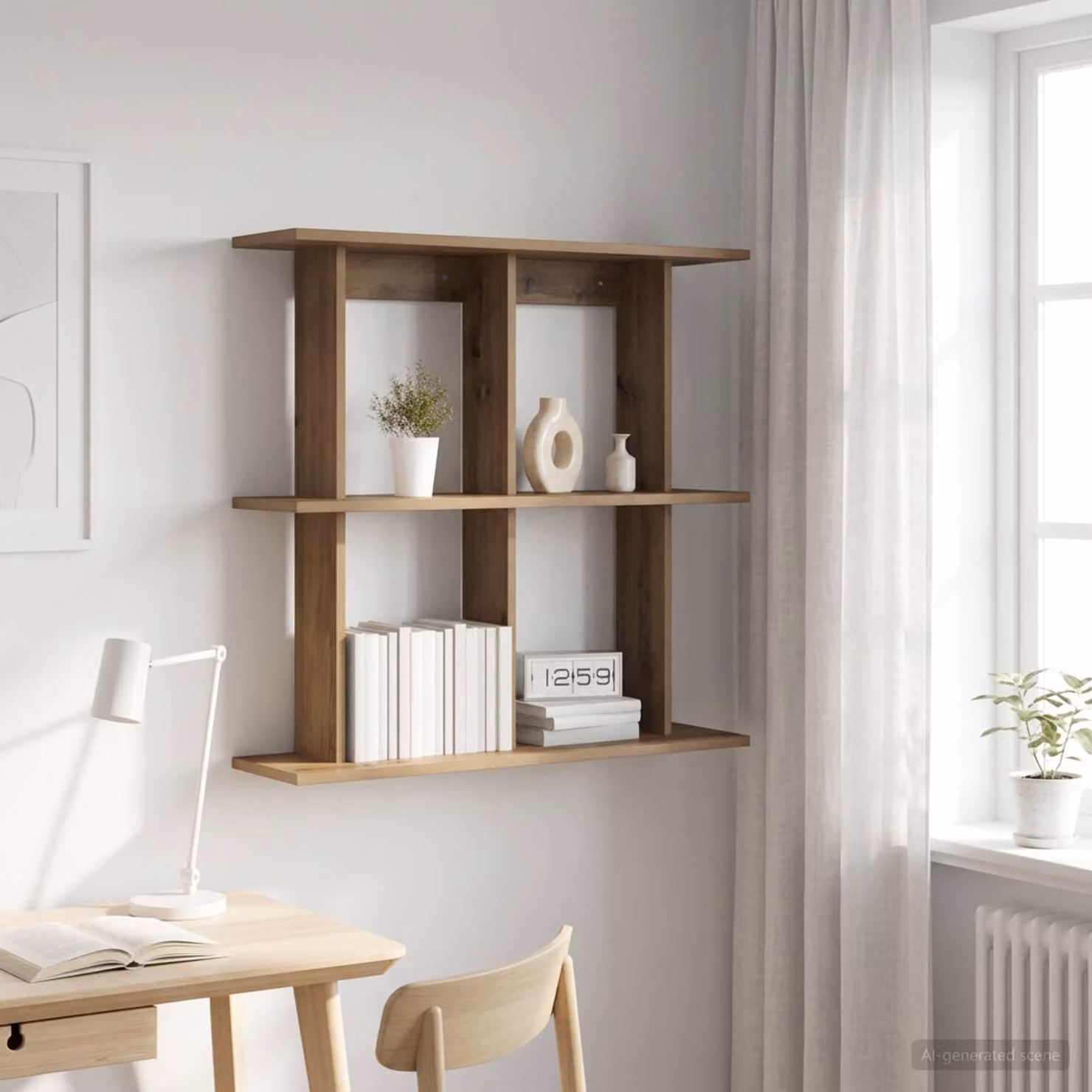 Scaffale da parete moderno vidaXL in legno color marrone L: 80 cm, P: 20 cm, H: 75 cm