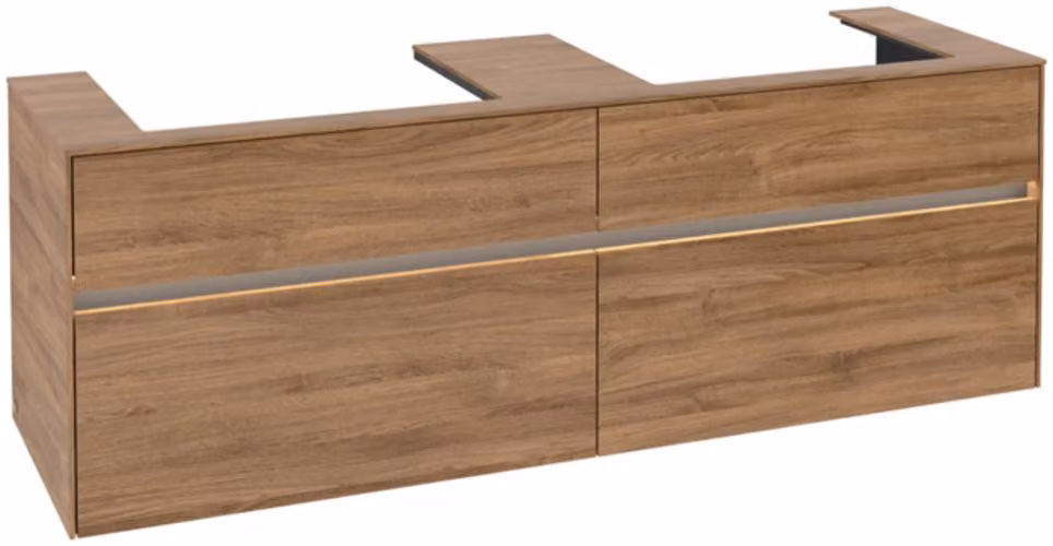 Villeroy & Boch Collaro Meuble sous-lavabo, pour 2 lavabos, avec éclairage, 1600x548x500mm, C024B0RH, C024B0RH