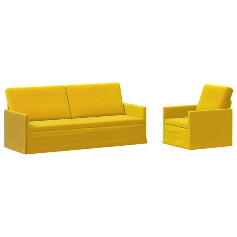 Set di 2 divani moderni vidaXL in velluto giallo con struttura in metallo