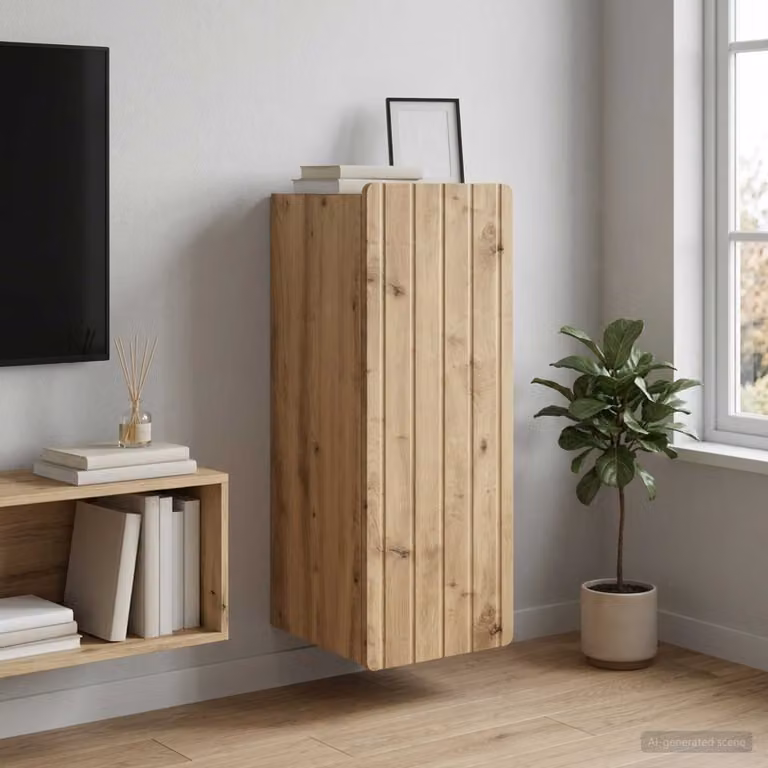 Mobiletto a muro moderno vidaXL in legno marrone con ante a battente e ripiani interni L/P/H: 33 x 34,5 x 94 cm