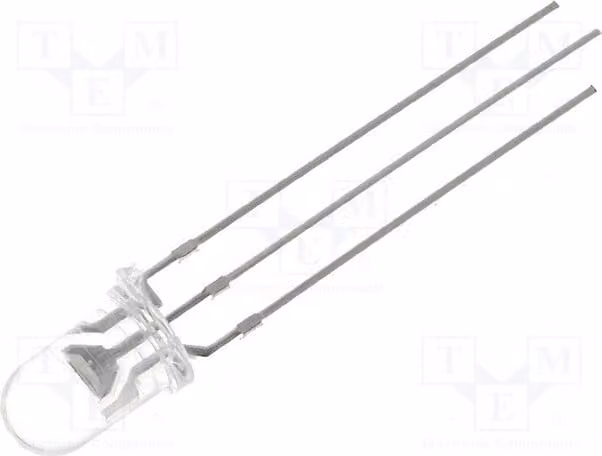 5 LED bicolore, 5 mm, rosso/verde, 6800÷15000 mcd, 2000÷4500 mcd, angolo di emissione 30°, codice prodotto: 509VPGC2E-1C-G52B