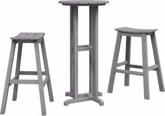 Set Bar da Giardino 3 pz | Set Salotto da Giardino Grigio chiaro HDPE