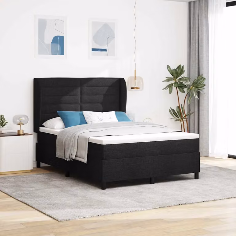 Letto a molle con materasso vidaXL in tessuto nero L: 160 cm, P: 200 cm, H: 128 cm