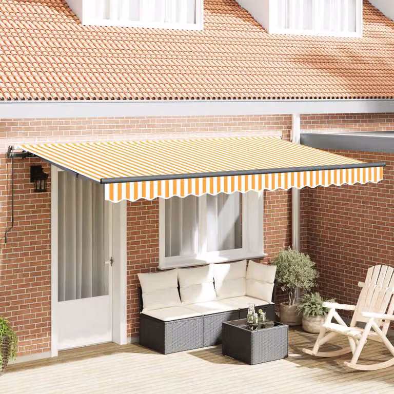 Tenda retrattile vidaXL con bracci pieghevoli in alluminio e tessuto in poliestere, Giallo, L: 400 cm, P: 200 cm