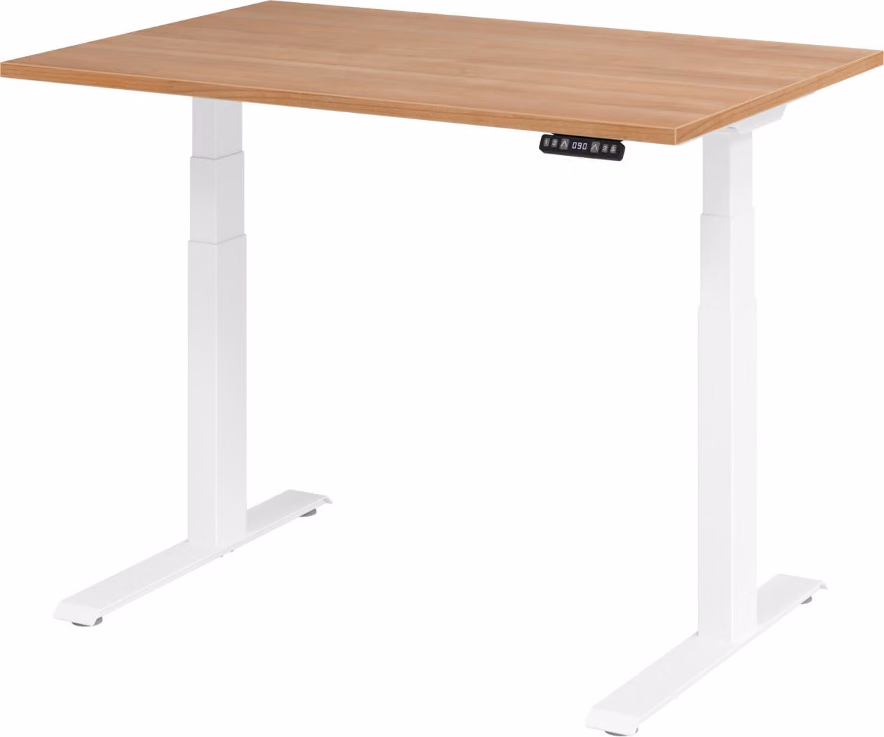 Scrivania regolabile in altezza XDKB | 2 motori | 120 - 180 cm | elettrica, dimensioni piano:120 x 80 cm, colore piano:noce, colore struttura:bianco