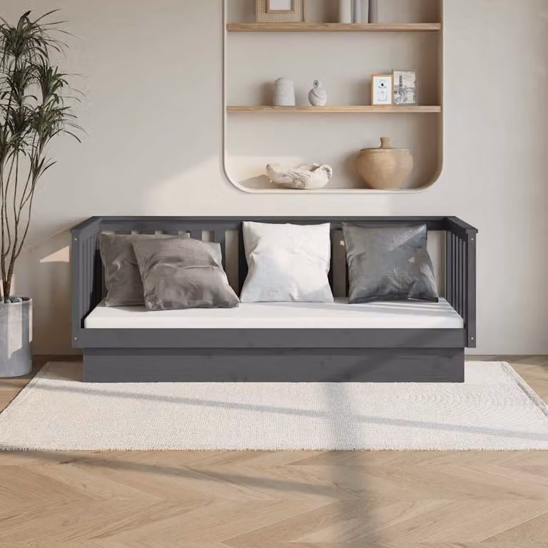 vidaXL Dormeuse Grigia in Legno di Pino Massello L: 76 cm, P: 82 cm, H: 197,5 cm