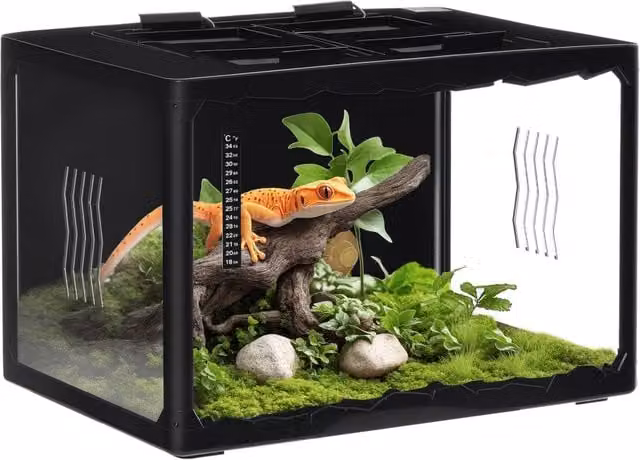 Terrario per tartarughe di terra e rettili zephmum nero L: 60 cm, P: 40 cm, H: 40.5 cm