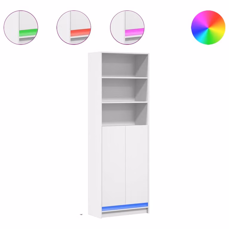 Credenza con LED Bianca 69x32,5x200 cm in Truciolato