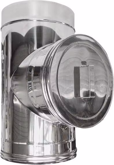 Canna fumaria a parete doppia coibentata in acciaio inox con elemento di ispezione Mbm colore argento DN 180/230