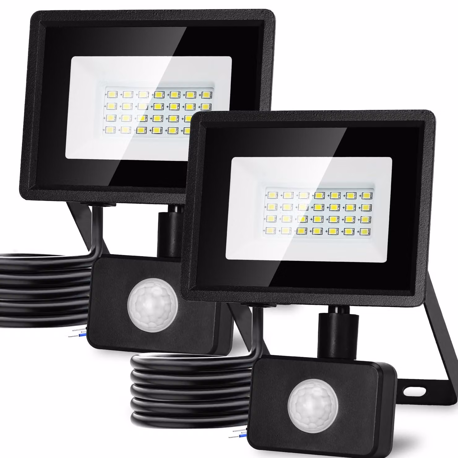 Aigostar, 2 faretti LED da 20W per esterni, con sensore di movimento, confezione da 2 pezzi – Luce bianca fredda 6500K, potenza 20W