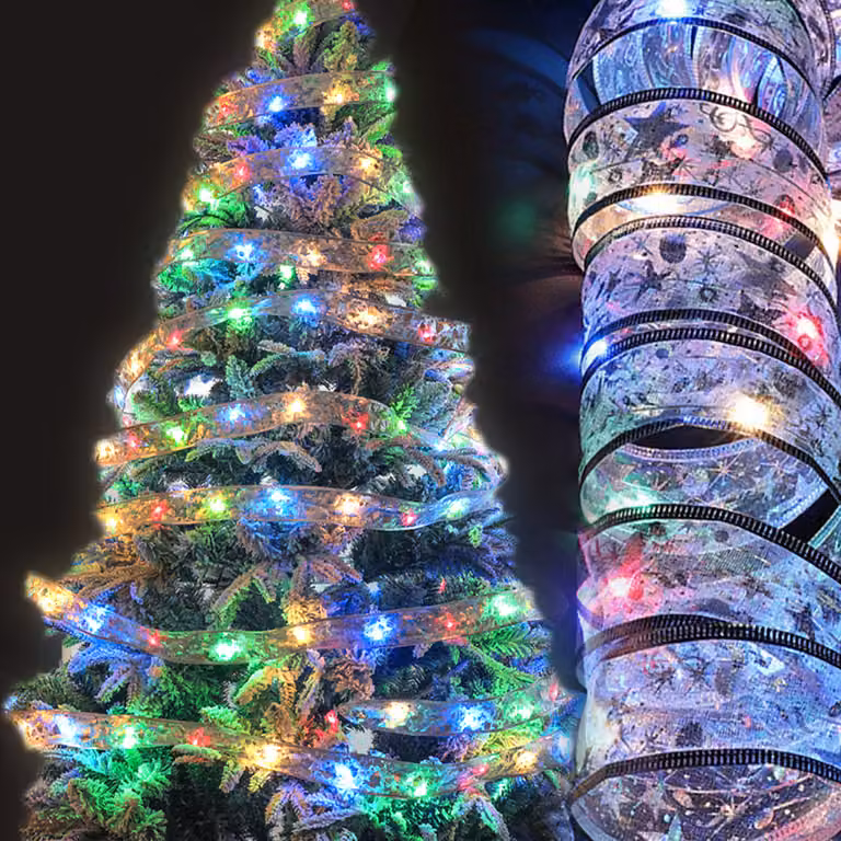 5M luci colorate del nastro di Natale, nastro d'argento dell'albero di Natale a batteria, luci fatate dell'albero di Natale per le luci di Natale dell'interno del matrimonio del partito