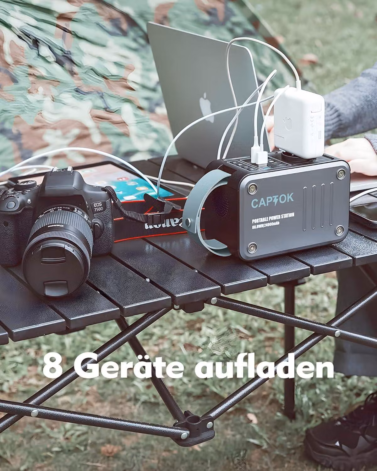 Power bank da 230 V con presa di corrente, centralina di alimentazione da 88,8 Wh, caricabatterie wireless da 10 W, generatore solare da 120 W, luce LED USB per campeggio, attività all'aperto e situazioni di emergenza