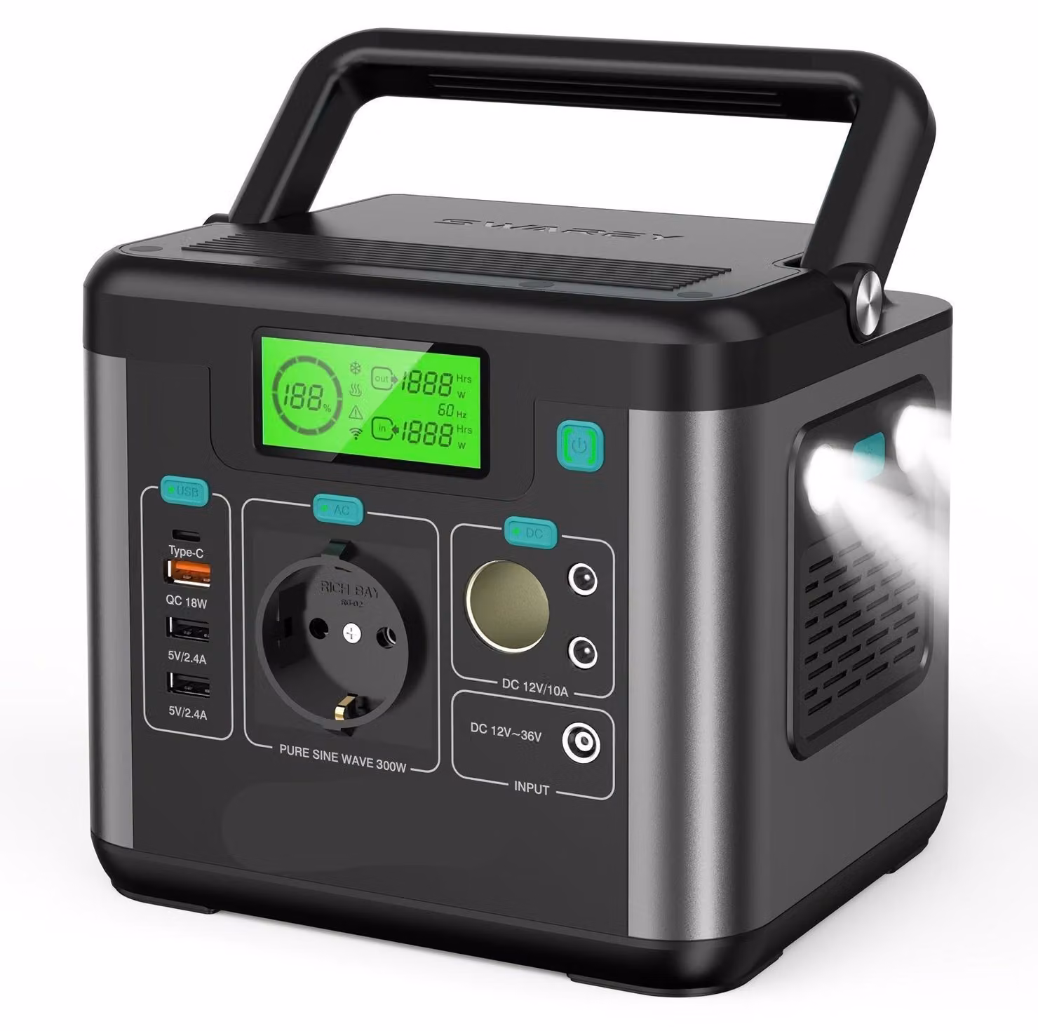 Centralina portatile a batteria - Alimentazione esterna - Energia per campeggio - Capacità di 222 Wh