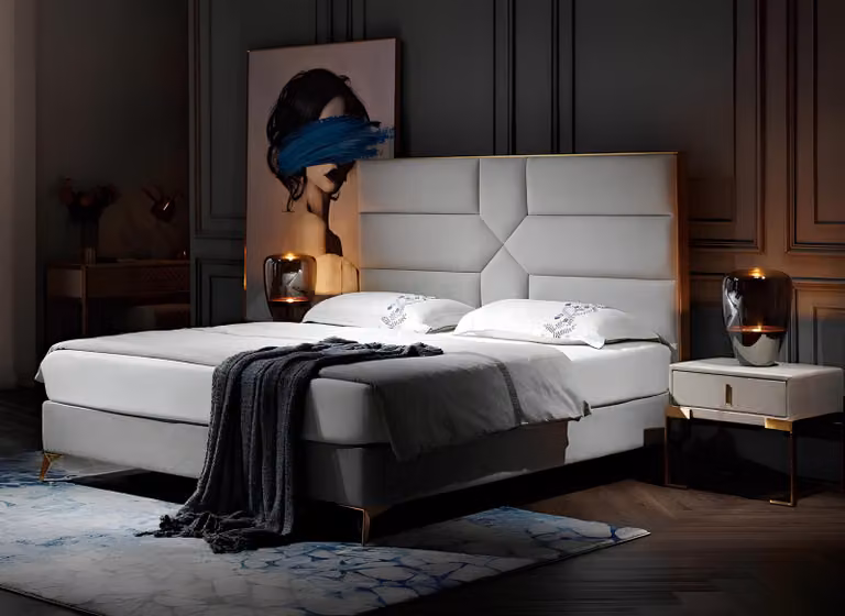 Doppelbett Bett Ehebett Design Luxus Samt Polsterbett Designbett Textil Betten