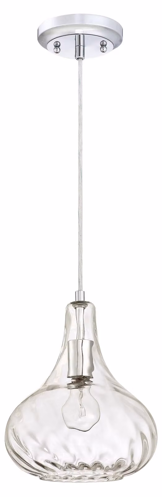Lampada a sospensione a luce singola in vetro martellato cromo