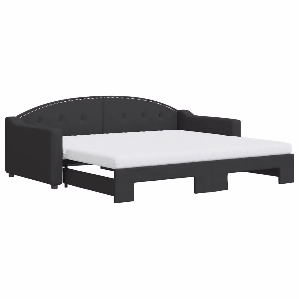 Divano Letto Estraibile vidaXL in Tessuto Nero con Cassetto per Soggiorno e Camera da Letto L/P/H: 213 x 90 x 75 cm – 2